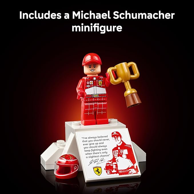 LEGO Icons Ferrari F2004 & Michael Schumacher Building Set for Adults, Ages 18+ - Ferrari F1 Bedroom, Home Office, Desk Decor - Gift Ideas for Men, Women & Fans - 11375