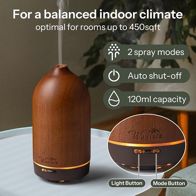 120ml Wood Essential Oil Diffuse - Oil Diffuser for a Pleasant Indoor Atmosphere -Aromatherapy Diffusers for Home or Office