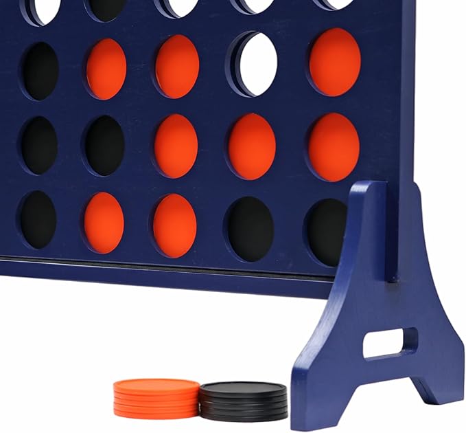 Tailgating Pros Premium Navy Giant Four in a Row with Carrying Case - Jumbo Oversized Outdoor Yard Game - Connect Multiple Pucks in a Row to Win - Many Puck Colors Available!