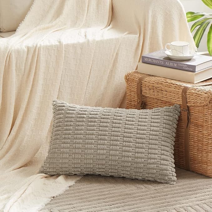 Fancy Homi 4 Packs Decorative Throw Pillow Covers for Living Room Couch Bed, Modern Farmhouse Boho Home Décor Accent Cushion Case, 24" x 12", Taupe