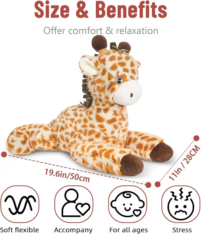 Niuniu Daddy 20" | 3.3 Pound Weighted Giraffe Stuffed Animals for Adults Kids, Giant Weighted Giraffe Plush Toy with Soft Fur, Big Large Fluffy Body Pillow for Large Cute Present Christmas Birthday