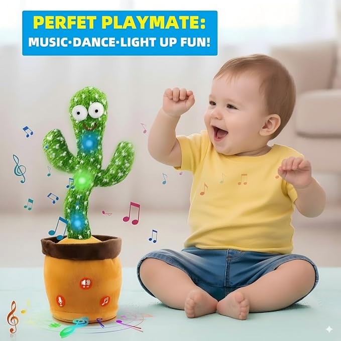 Ayeboovi Baby Toys Dancing Talking Cactus, Mimicking Recording Cactus Toy Repeats What You Say, Volume Adjustable Toddler Toys Singing Cactus with 120 Songs, Tummy Time Toys for Kids Boys Girls