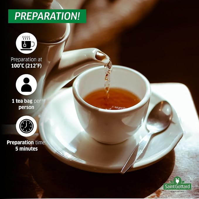 [Mint Chocolate] Saint Gottard Herbal Tea – Caffeine-Free Herbal Infusion, Natural Ingredients, Hot or Iced Tea, Organic Premium Flavor Blend, Aromatic & Smooth Taste, 40 tea bags