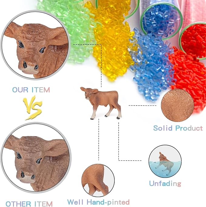 LC JoyCre Farm Animals Playset 6PCS Cows Sheep Horses Toys Realistic Calves Figures Horses Figurines Sheep for Toddlers Trakehner Foal Model Decoration for Birthday Party Collection for Kids