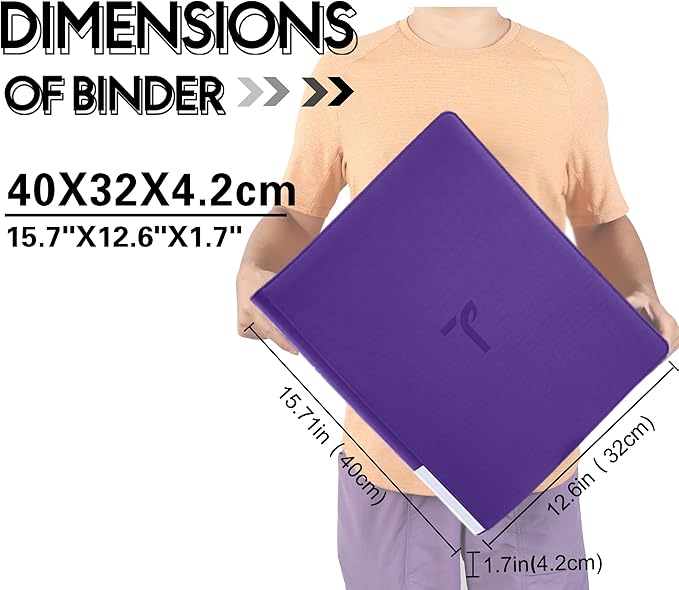 Top Loader Binder for Cards, 9 Pocket, Holds Up to 360 Toploaders with Ringless 20 Double-Sided Sleeves, Side Loading Top Loader Card Binder with Zipper for Trading Sports Cards in 3" x 4" Toploader