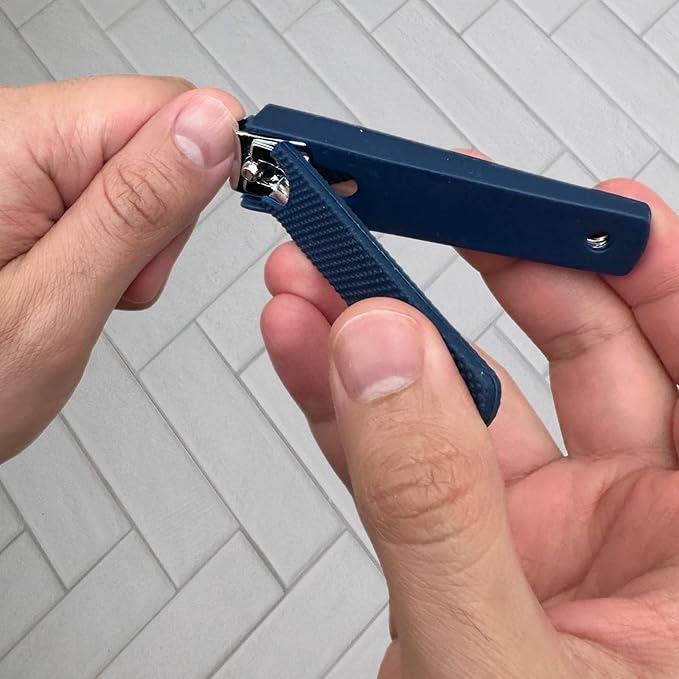 1 Comfort Hold Navy Large Nail Clippers Non-Slip Sure Grip Clipping Removable Catcher Toenails Fingernails Cutter Ultra Sharp Trimmer Stainless Steel Men Women Arthritis Unsteady Hands