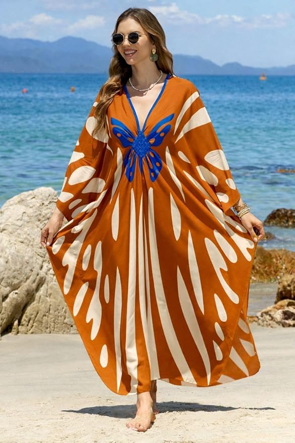 Mumu Dresses for Women Plus Size, Bohemian Kaftan Beach Cover Up Long Maxi Nightgown Soft Loungewear