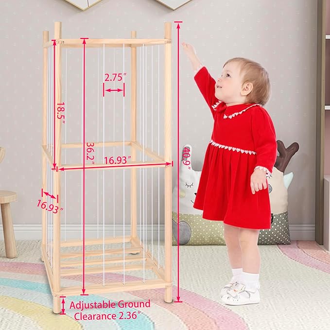 Wooden Stuffed Animal Storage Zoo Stuffed Animal Holder,Space Save Vertical Stuffed Animals Organizer with Elastic for Bedroom Playroom Nursery(40.9'' H (2-Shelf))