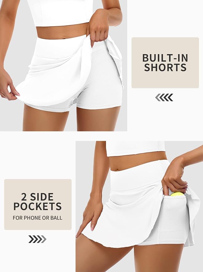 ATTRACO Women 2 Piece Tennis Dress with Shorts Golf Skirts with Pockets | Built-in Shorts, 2 Pockets, Racerback, Ruffle, Pickleball, Workout, Activewear, Casual, Sports Outfits