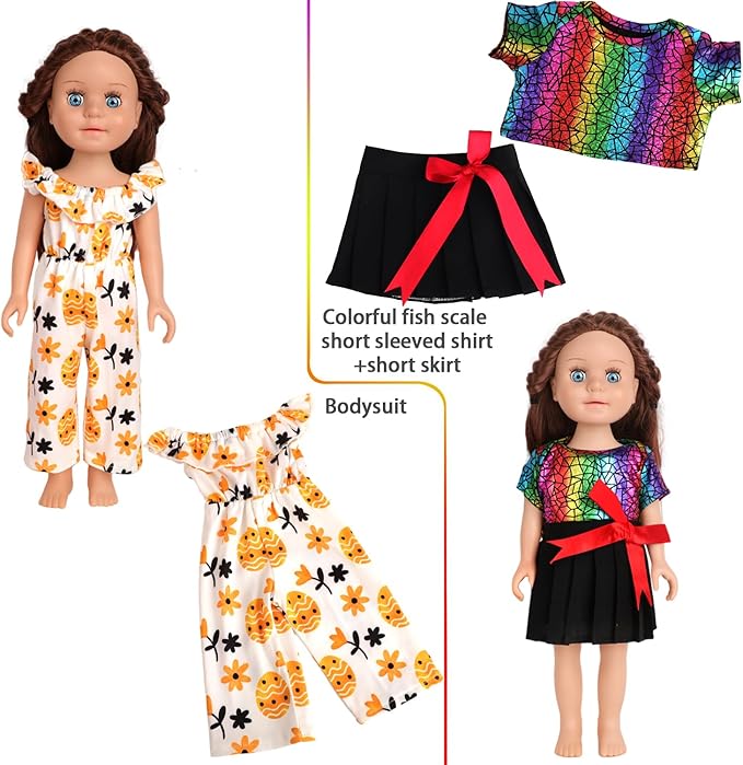 12 Pcs 18 Inch Doll Accessories,5 Sets of Clothes and 2 Pairs of Dolls Shoes (Send by Random) for 18 Inch American Doll, Best Birthday Festivals for Kid, Gril -1