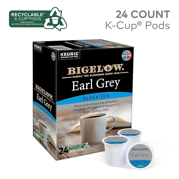 Bigelow Earl Grey Black Tea Keurig K-Cups, 24 Count Box (Pack of 1), Caffeinated 24 K-Cup Pods Total