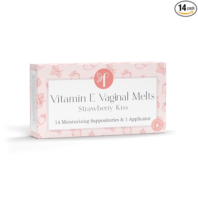 Femallay Organic Vitamin E Vaginal Melts – Feminine Moisture, Comfort & Hydration – Strawberry Kiss, 1-Pack