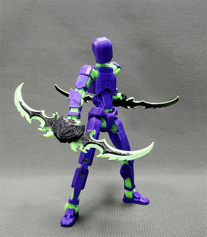 T13 (Assembly Completed) 3D Printed Action Figure,Dummy 13 Robot Action Figure, T13 Collectible Action Figure Articulated, for Collectors Desktop Decorations, muñeco de acción (Purple Green)