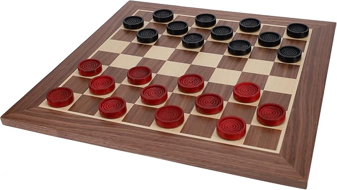 WE Games Old School Red and Black Wooden Checkers Set -12 in.