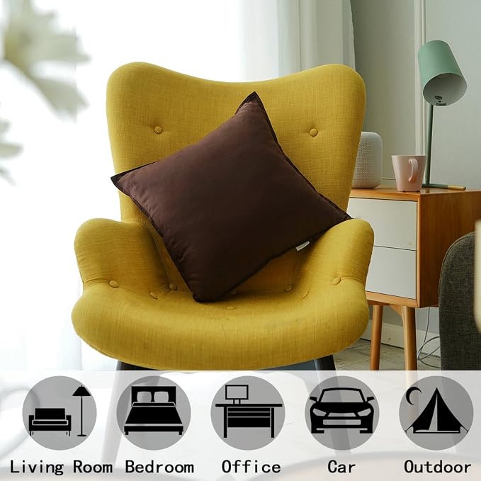 Jeanerlor Cotton Linen Soft Soild Decorative Square Throw Pillow Covers Set Cushion Case forBar Coffee Shop Play Room24 x 24 Inch 60 x 60cm,Brown