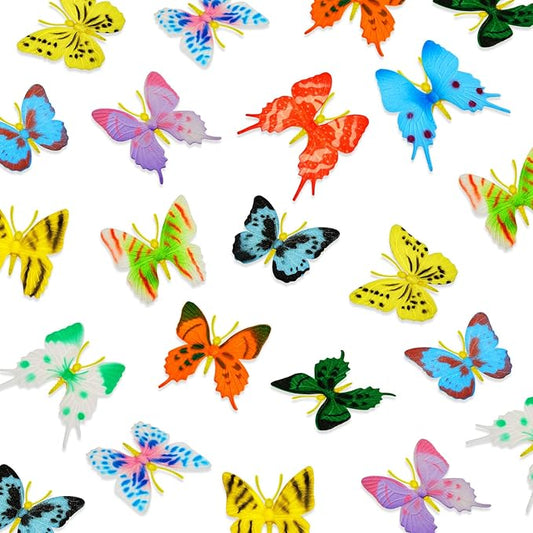48 Pcs Plastic Butterflies Toy Fake Butterflies Action Figures Art Lifelike Butterfly Removable Reusable Cake Decoration for Classroom Party Favor Wall Garden Decor, 12 Styles