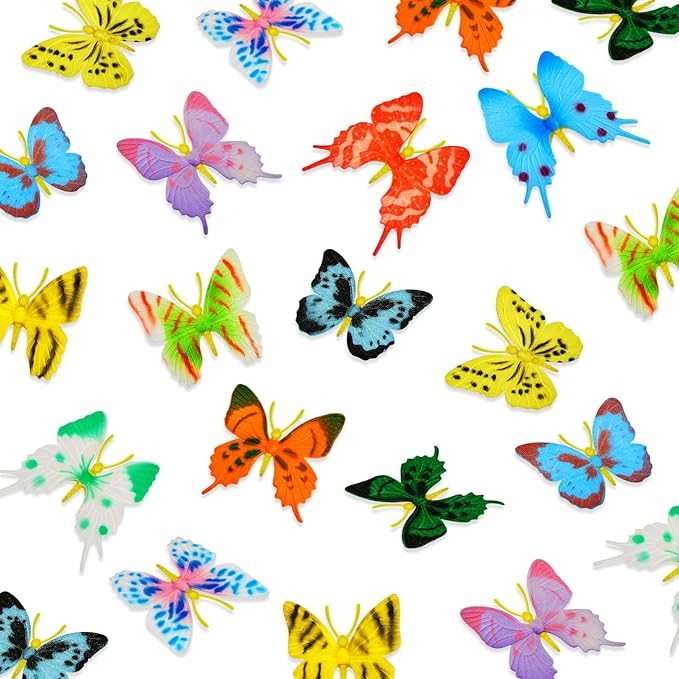 36 Pcs Plastic Butterflies Toy Fake Butterflies Action Figures Art Lifelike Butterfly Removable Reusable Cake Decoration for Classroom Party Favor Wall Garden Decor, 12 Styles