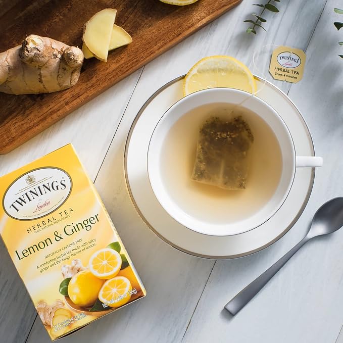 Twinings Herbal Tea Bags Variety 6-Pack – Naturally Caffeine-Free Teas, Peppermint, Red Rooibos, Lemon & Ginger & Camomile Varieties, 20 Count Each