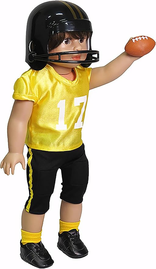 Yellow and Black Football Outfit 6pc for 18-Inch Dolls | Premium Quality & Trendy Design | Dolls Clothes