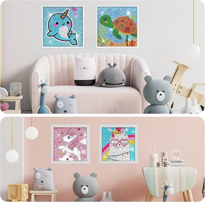 Ausbond Painting Kits for Kids Animal 5D Gem Art by Number Kits Art and Crafts for Kids Ages 6-8-10-12 Girls Boys for Birthday Christmas Gifts (4Pcs)