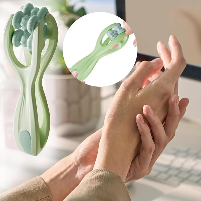 2pcs Finger Massager for Arthritis Finger Arthritis Pain Relief Manual Massage Tools Hand Massage Roller Thumb Massager for Woman Mothers Day Gift Palm Foot Acupressure Tool (Light Green)
