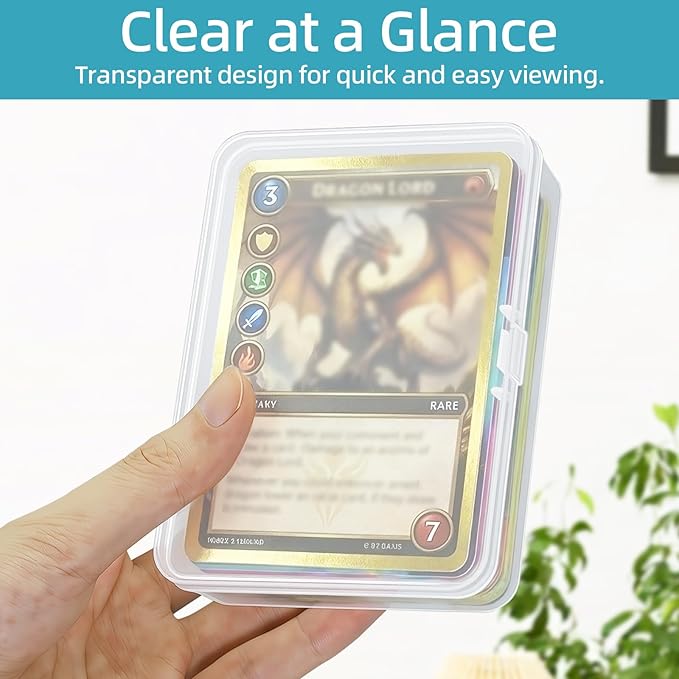 neotidy Playing Card Storage Box Set of 6, Clear Plastic Playing Card Cases with Snap Closure, Mixed Size Card Game Storage Organizer for Standard Playing Cards, Trading Cards & Small Accessories