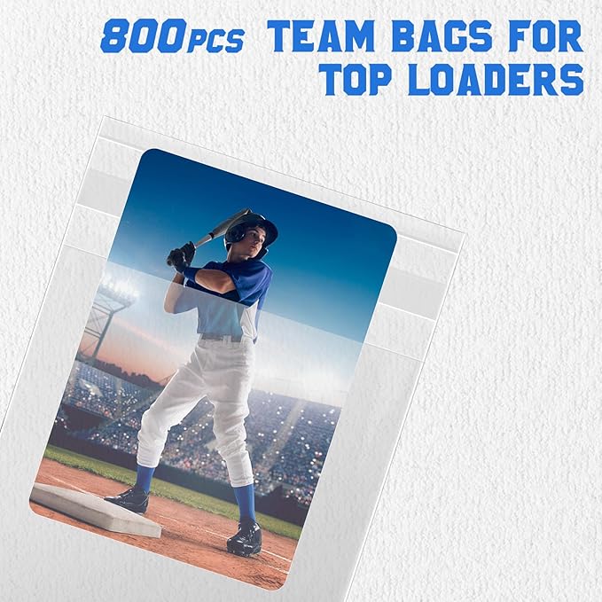 DEDC 800 Pcs Card Sleeves Team Bags for Trading Cards，Team Bag Fit 3x4 Top Loaders for Trading Card Shipping Sports Graded Card Sleeves Protector