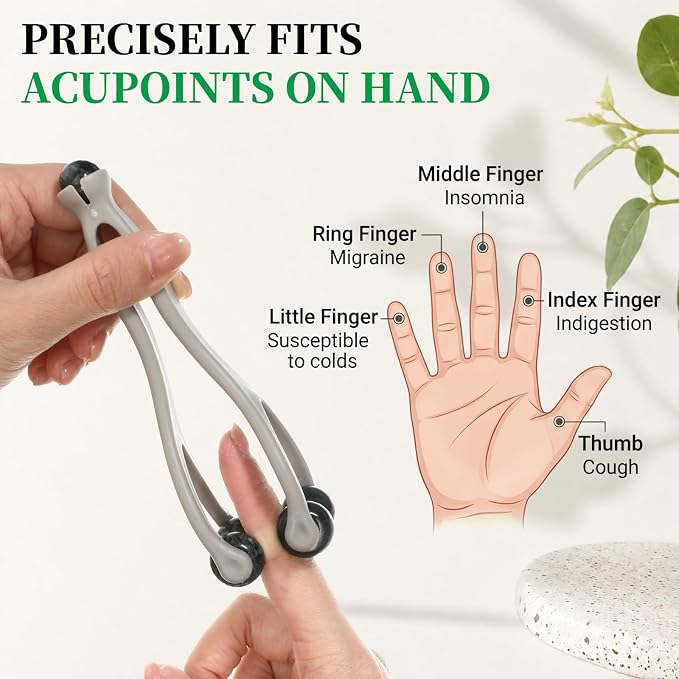 YUXIANLB 2-in-1 Jade Finger Massager Roller, Fatigue Pain Relief Tool | therapy arthritis circulation, manual massage, hand massage roller, stone thumb massager, for seniors, men, women hand
