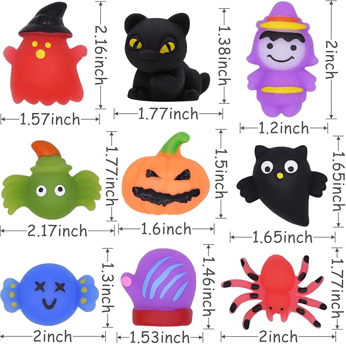 24 Pack Halloween Mochi Squishy Toys Squeeze Squishies Toys for Kids Girls Boys Halloween Goodie Bags Stuffers Party Favors Treat Bag Gifts