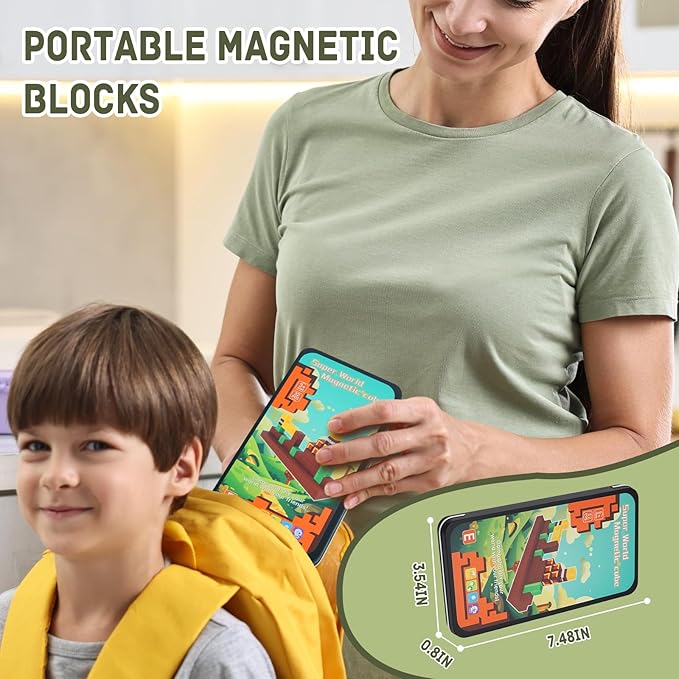 Mini Magnetic Blocks with Portable Iron Storage Box - Travel Magnet Building Block for Kids, STEM Construction Toys for Ages 3+, Educational Learning Toy Gift for Boys Girls