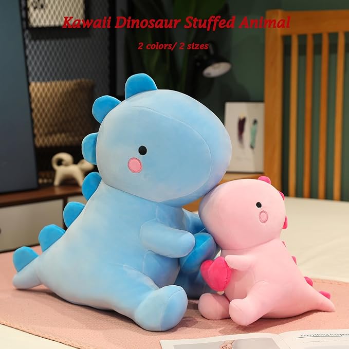 SQEQE Dinosaur Stuffed Animal, Loving Soft Dino Plush Toys with Holding Heart, Sweet Romantic Anniversary Birthday Gift for Her Girls Boys Girlfriend(Blue,12 inch)