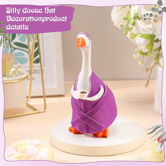 Soulchen 7" Desk Goose Tired Granny Mamma Robe Self Care Outfit Mini Tired Granny Mamma Robe Desk Geese Outfit Goose Cloth Cute Costume for 7 Inch Geese Figurine Desktop Home Decoration(Purple)