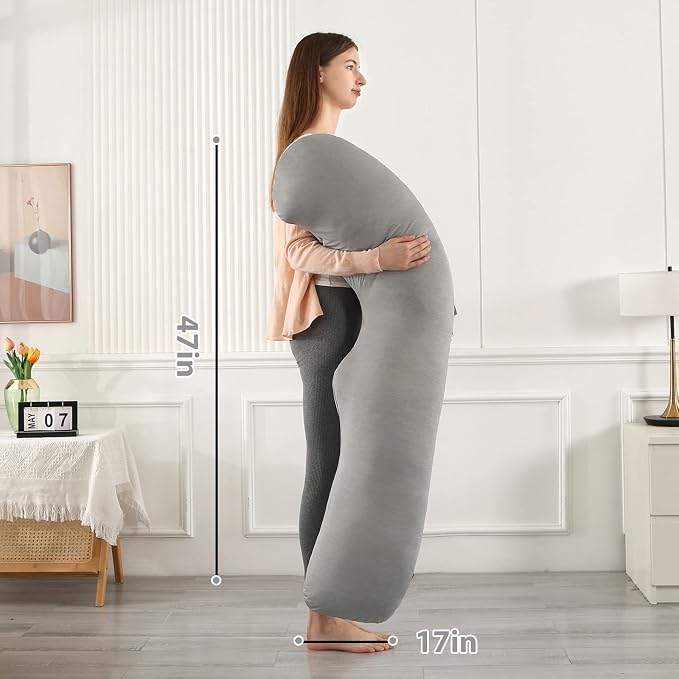 BATTOP Pregnancy Pillows for Sleeping,Maternity Pillow with Cooling Cover,Support for Belly,Hips, Legs,Pregnancy Must Haves,Side Sleeper Body Pillow