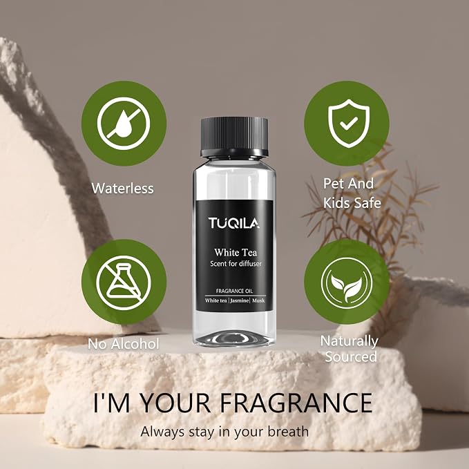 White Tea Essential Oil for Waterless Diffusers - 120ML Luxury Home & Car Air Freshener, Natural Aromatherapy Scent Refill for Office, Home, Car, Spa - Premium Aroma Scent Oils