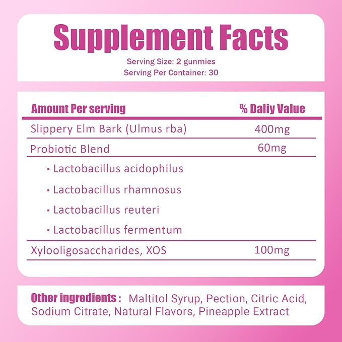 Her Juicy Feminine Probiotics Gummies for Women | Pineapple Flavor | Supports pH Balance, Gut Health & Immune System | with Slippery Elm, Prebiotics & Lactobacillus Blend | 60 Gummies (1pc)