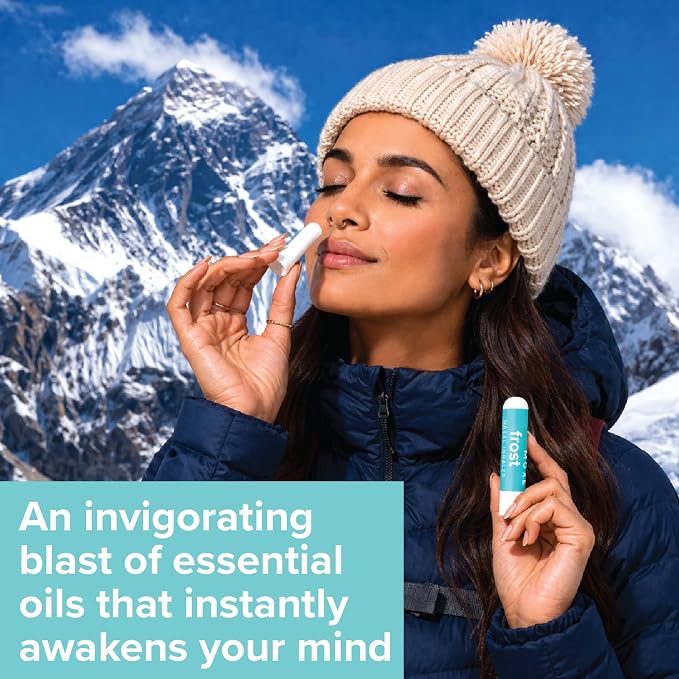 MOXE Frost - Energizing Aromatherapy Nasal Inhaler - Alleviate Headaches, Boost Focus & Energy - Cooling Sinus Blaster - Includes Peppermint, Eucalyptus, & Wintergreen Essential Oils - USA (1-Pack)