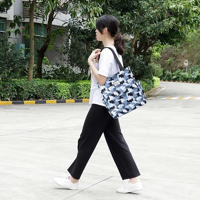 KAMO Floral Tote Bag - Waterproof Lightweight Handbags Travel Shoulder Bag for Hiking Yoga Gym Swimming Travel Beach