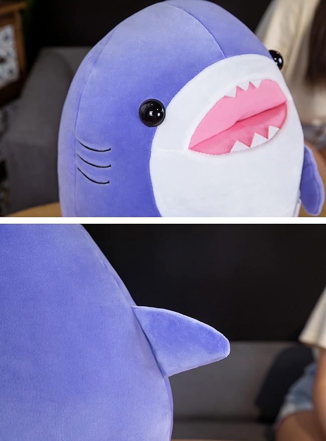 17 Inch Soft Purple Shark Plush Hugging Pillow - Cute Shark Stuffed Animal Plushie for Kids, Perfect for Birthdays, Valentine's, Christmas or Daily Use