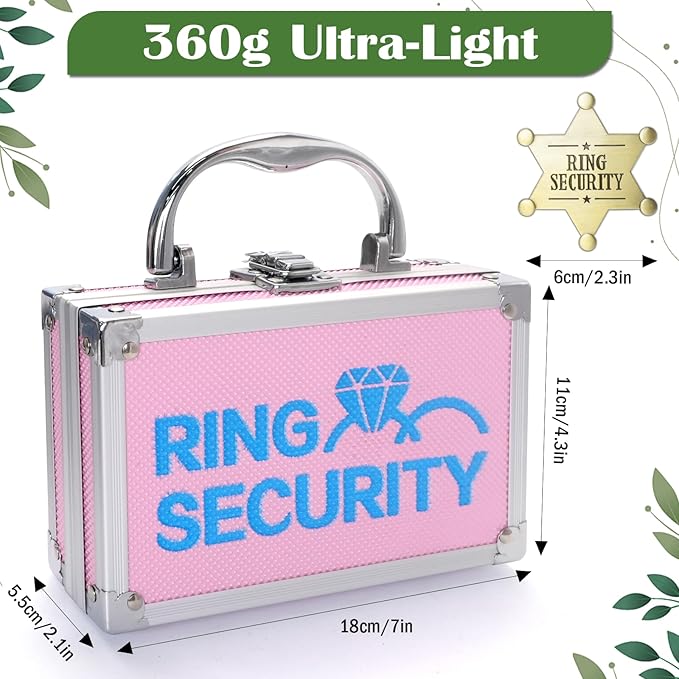 Ring Security Wedding Ring Bearer Case Adventure Set - 7.09" Box Suitcase with Metal Badge | Ideal for Bearer Gifts, Themed Parties & Spy Game Treasure Storage (Pink)