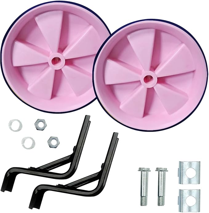1 Pair Bicycle Auxiliary Wheel Bike Training Wheels Stronger Version Heavy Duty Rear Bicycle Stabilizers Accessories (Pink, 14in)