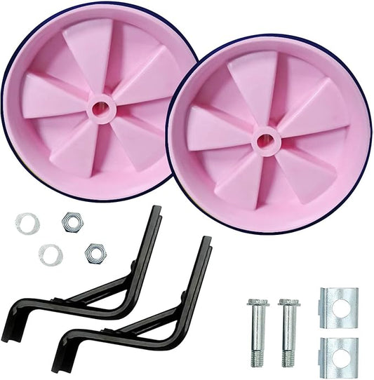 1 Pair Bicycle Auxiliary Wheel Bike Training Wheels Stronger Version Heavy Duty Rear Bicycle Stabilizers Accessories (Pink, 14in)