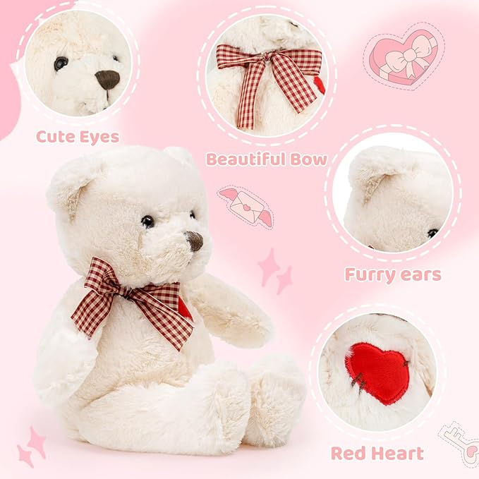 Small Teddy Bear with Heart Cute Brown Teddy Bear Stuffed Animal Soft Stuffed Bear Plush Bear Plushie Toys Gifts for Girlfriend Boyfriend Kid