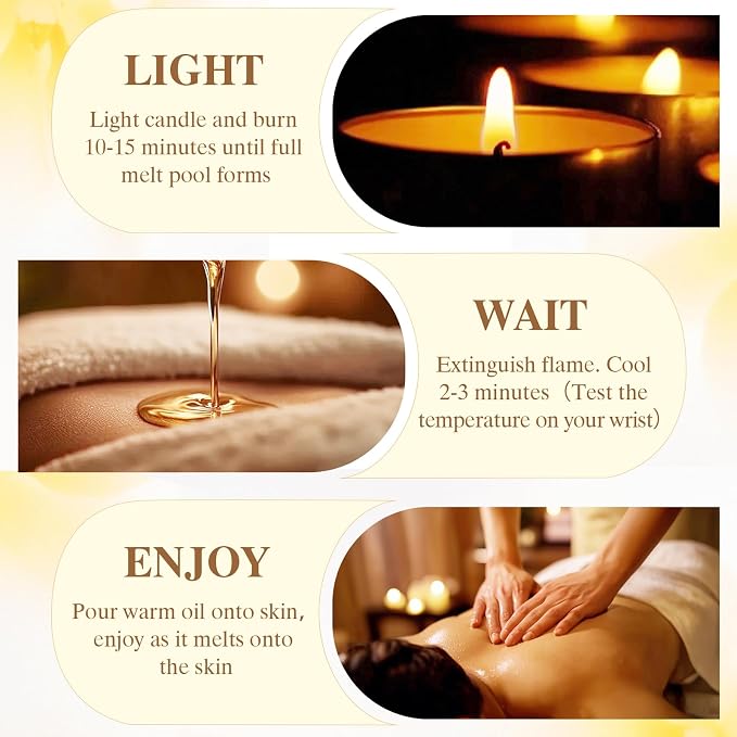 Massage Oil Candle,8.1oz Low Temp Body Oil Candles for Massage Therapy and Skin Moisturising,Natural Body Safe Soybeans Massage Candles for Home SPA Couples Gift(Vanilla)