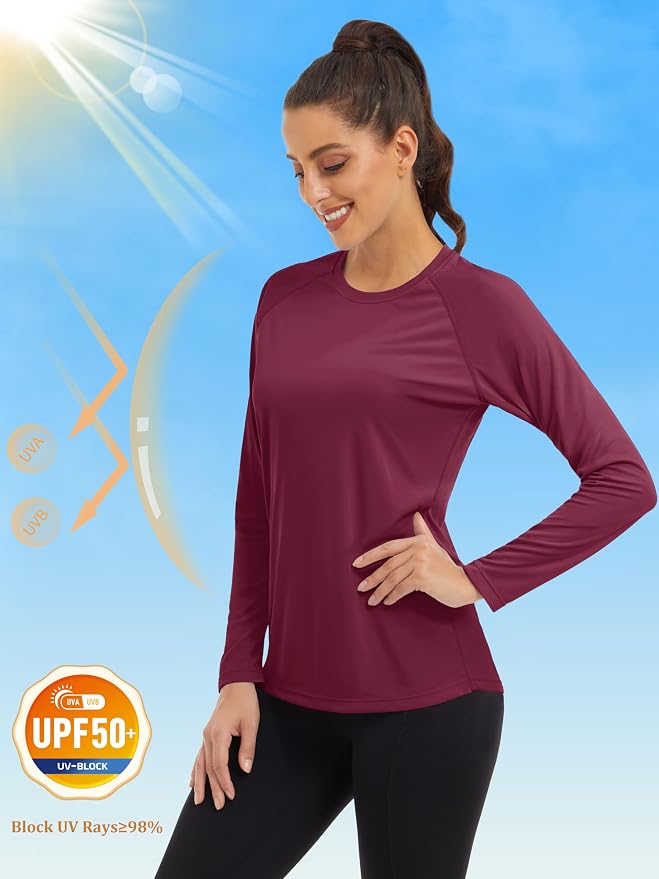 MAGCOMSEN Women's Long Sleeve Shirts UPF 50+ Sun Protection Shirts for Hiking Fishing Workout Rash Guard