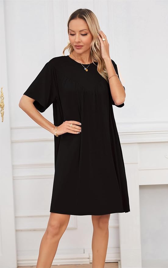VintageClothing Nightgowns for Women Soft House Dresses Sleepshirts Short Sleeve Sleepwear Night Dress Moo Moo Nightgown