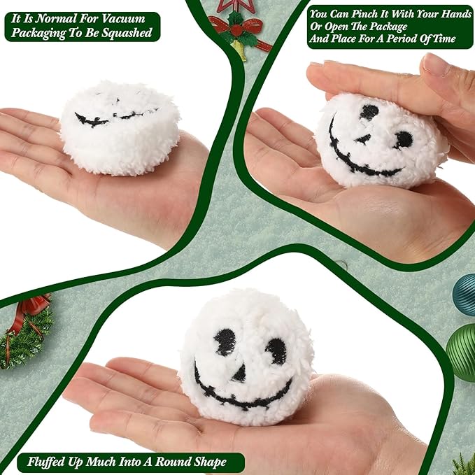 Zhanmai 30 Pcs Halloween Soft Balls for Fights Indoor, Plush Jack O Face Snowman Ball Reusable Soft Stuffed Fake Balls Indoor Outdoor Game for Winter Fight Happy Halloween Decoration(2 Inch, Horrific)