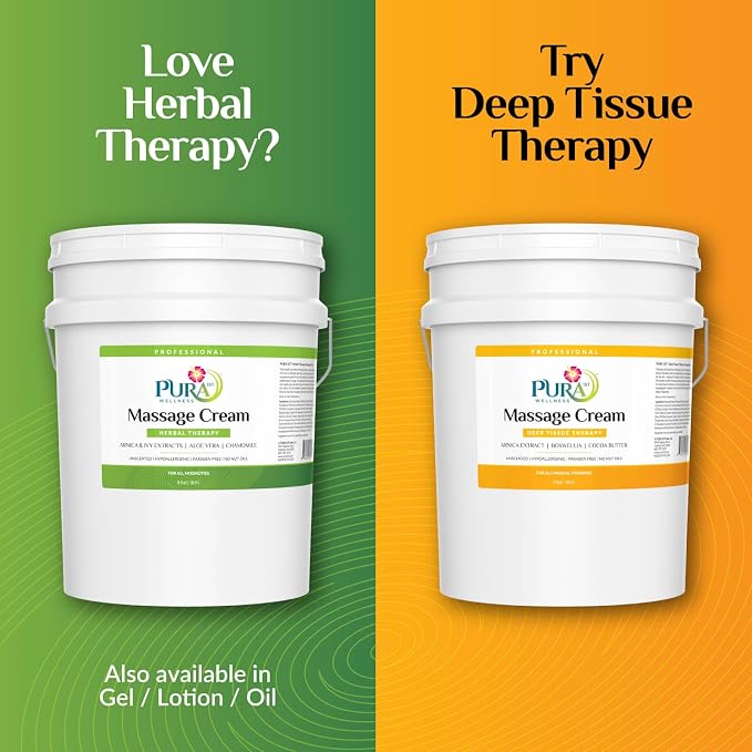 Herbal 5 Gallon Massage Cream, Aloe Vera, Professional, Massage Therapy, Physical Therapy, Deep Tissue, Unscented, Hypoallergenic, Natural Ingredients, Skin Hydrating, Moisturizing