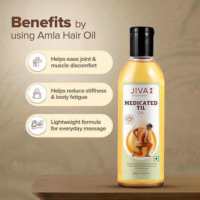 Jiva Ayurveda Til Oil (120 ml, Pack of 2) | Traditional Sesame Massage Oil with Herbal Extracts | Supports Joint & Muscle Comfort, Flexibility & Relaxation
