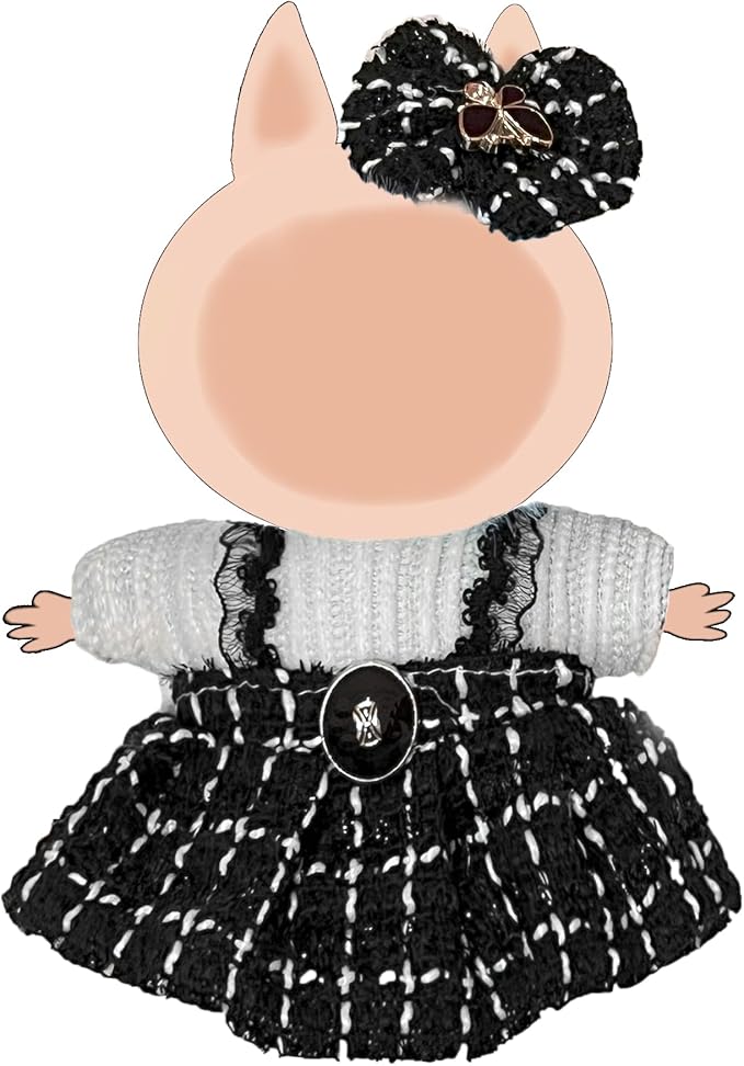 Clothes Set for 17cm Doll (NO Doll) Stylish Outfit Accessories Suit Dowknot & Dress Set Black Dress