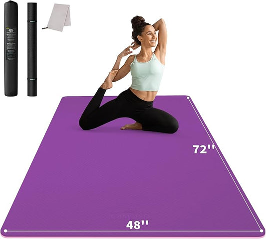 CAMBIVO Yoga Mat 72" x 48" Large Workout Mat for Home Gym Flooring | 6mm-12mm (0.24"-0.48") Extra Thick Exercise Mat for Apartment Fitness | High-Density TPE Cushioning for Joint Protection